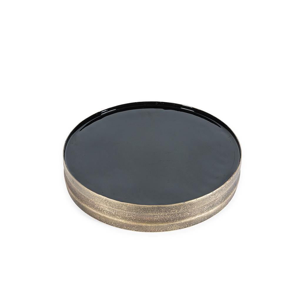 Support (for DCG-129) or plate - metal & enamel - outside brass antique/inside black - Ø 35x6cm - p/1/4