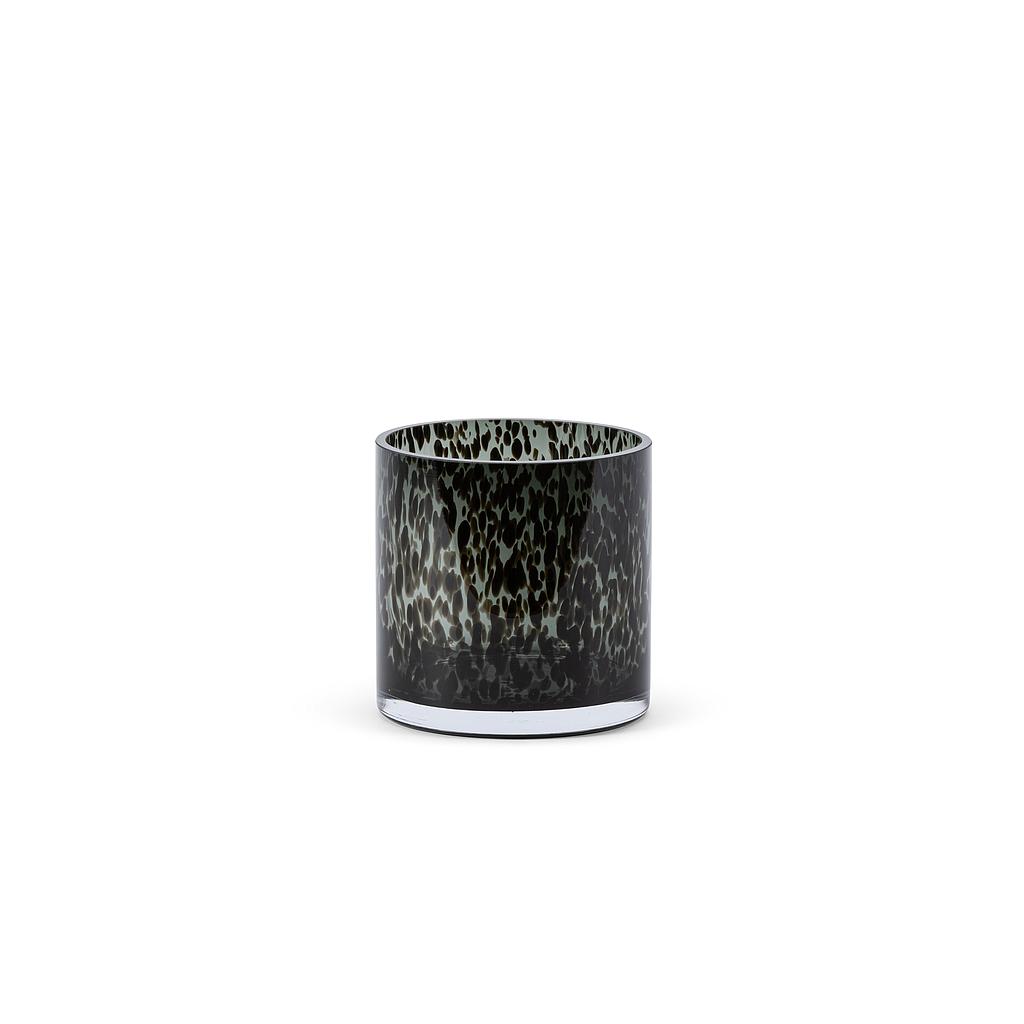 Vase - glass - smoke black spotted - Ø 15x15cm - p/2/1