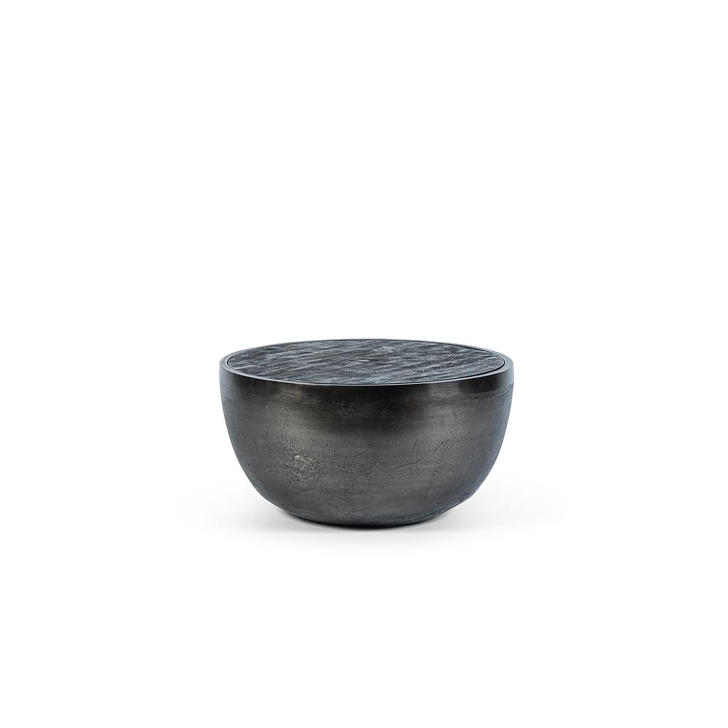 Coffee table bronze with matt black wooden top - wood & metal - bronze matt black - Ø 53x28cm - p/1/1