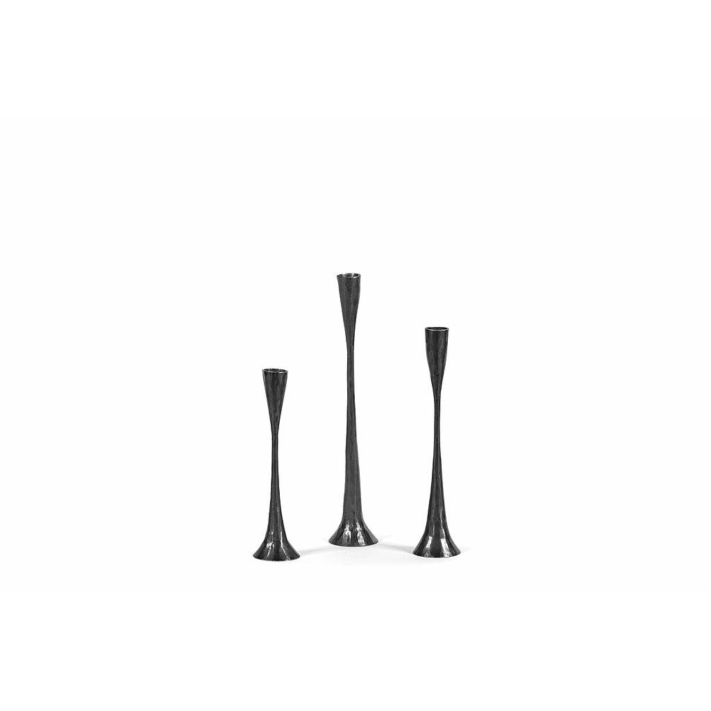 Handforged table candle holder - metal - black - medium Ø 6x29cm - p/2/16
