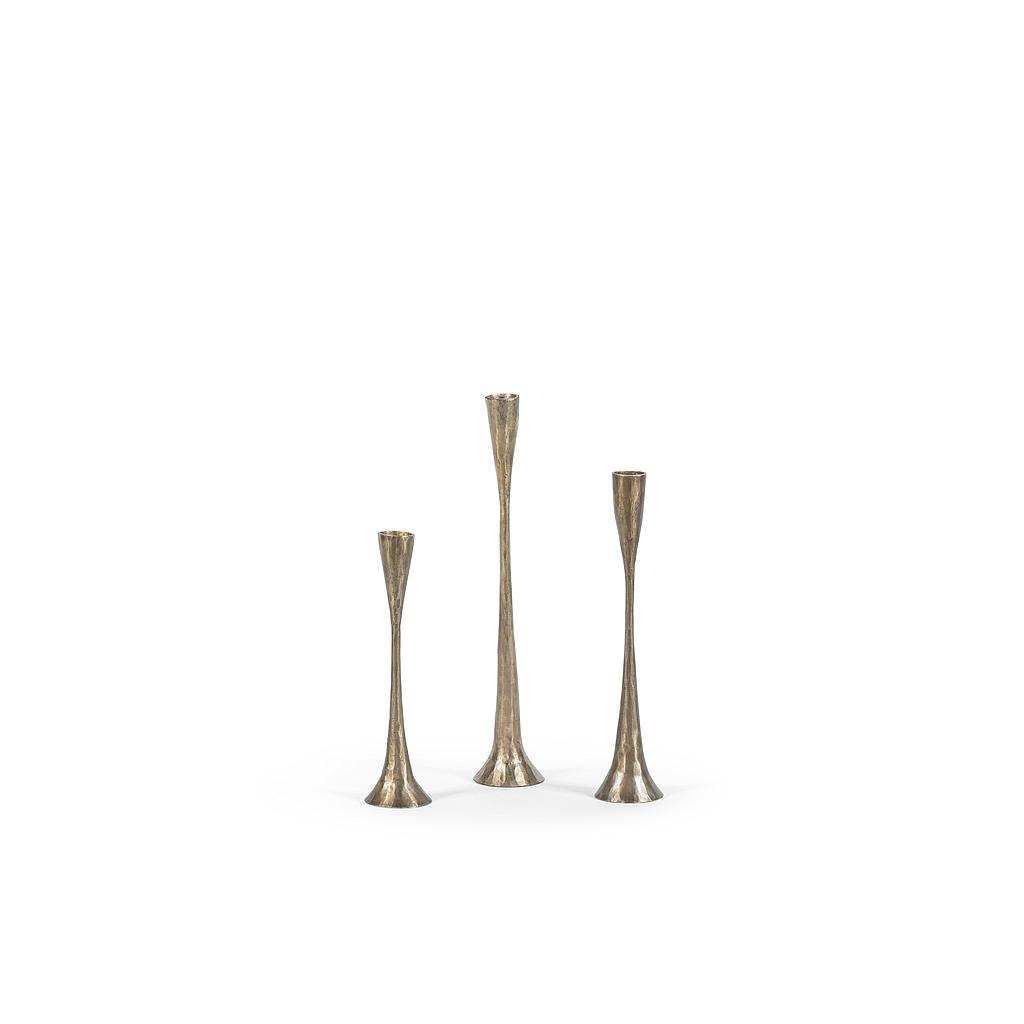 Handforged table candle holder - metal - brass antique - medium Ø 6x29cm - p/2/16