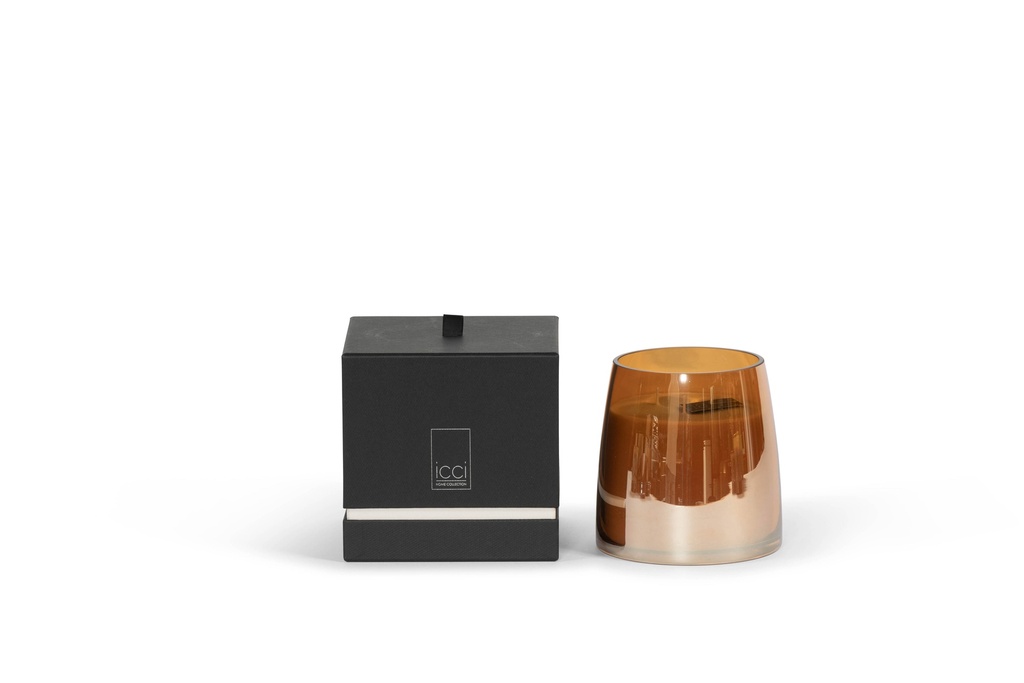 Scented candle conical amber luster - Ø 15x15cm - 3 - int. cot. - p/2