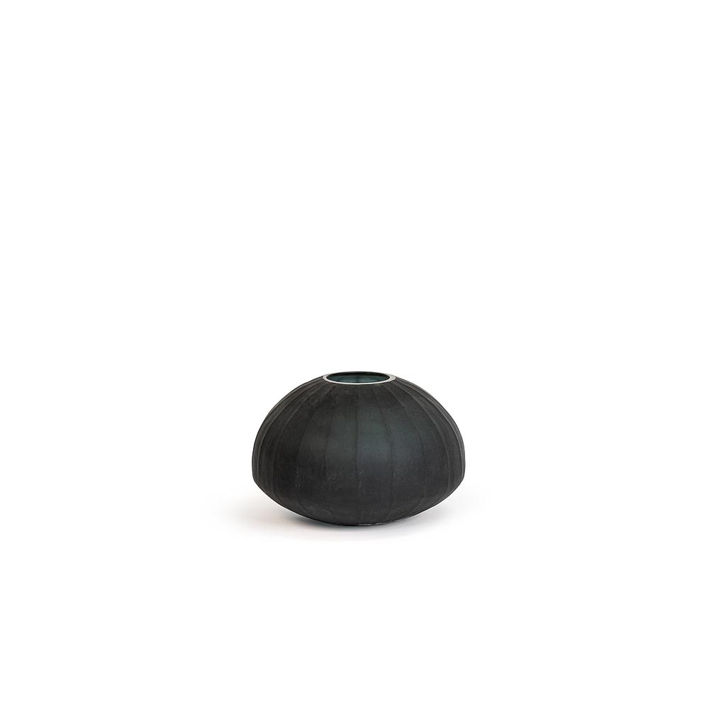 Papaver vase vertical cut - glass - bluegrey stone - Ø 35x25cm - p/1
