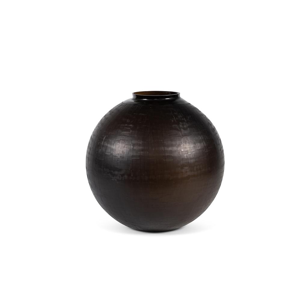 Ball vase vertical line cut - glass - bluegrey matt - Ø 55cm - p/1