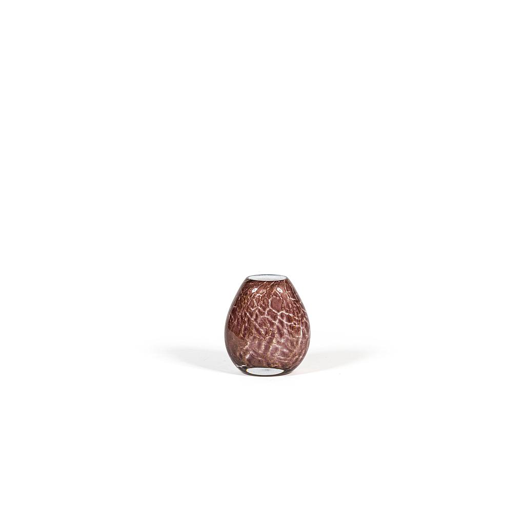 Oval flat vase with bark design - glass - purple - 18x10x20cm - p 2