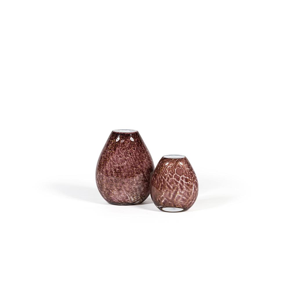 Oval flat vase with bark design - glass - purple - 22x13x27cm - p 2
