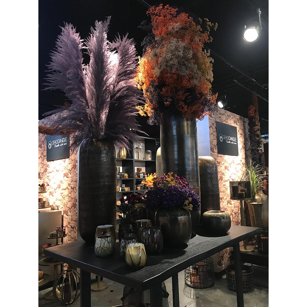 Brushed tree table on iron U feet - wood + metal - matt black - 150x100x115cm - p/1