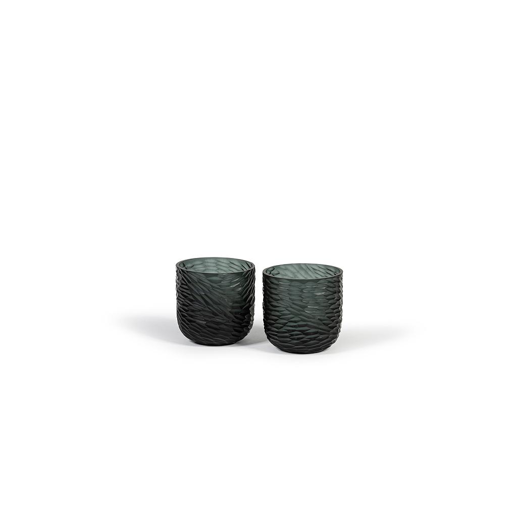 Mouthblown vase with cutting - glass - grey - big Ø15 x 15cm - p 2/8