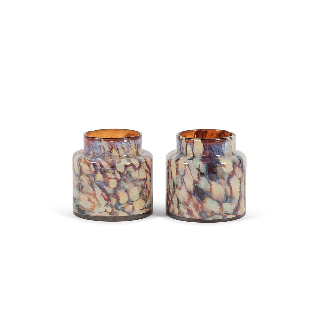 Flowervase with bark design - glass - amber green - Ø18 x 16.5 cm - p 2