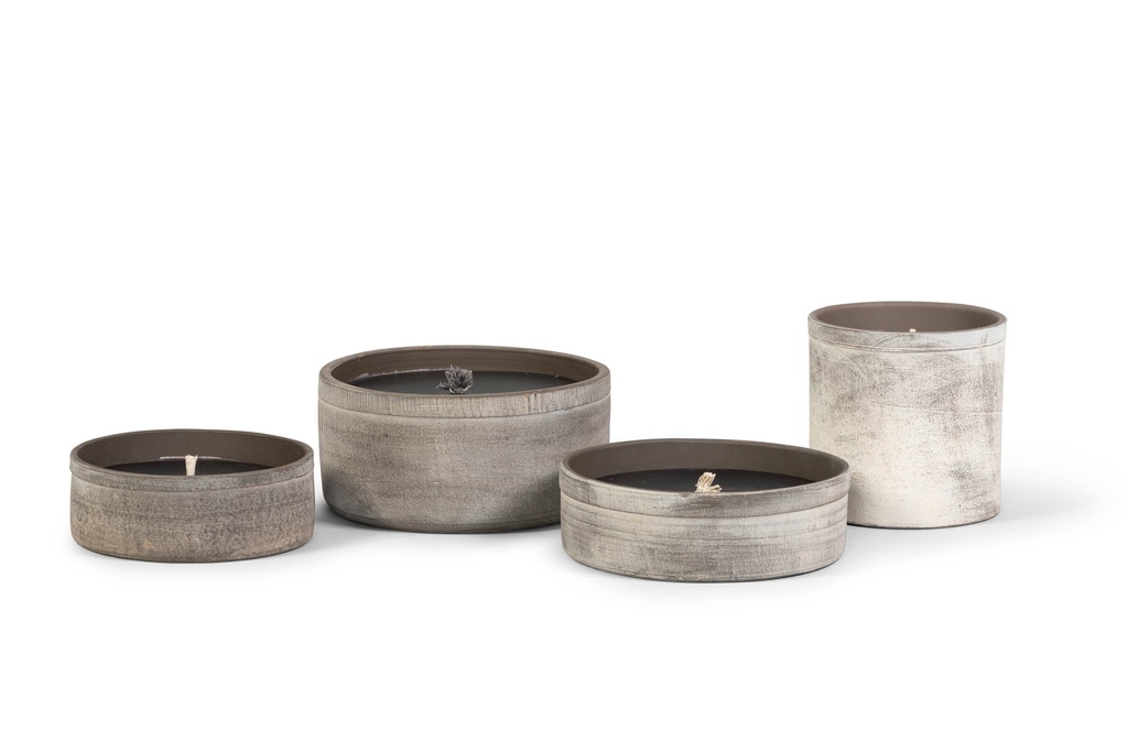 Terracotta outdoor bowl choco aged Ø 30x14cm, 1 Wick outdoor candle, p2/1