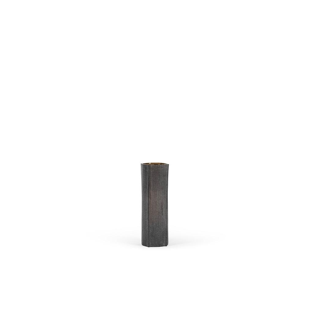 Sandblasted organic vase - glass - smoke - large Ø15 x 38cm - p/1/4