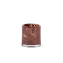 Thick votive cylinder with craquelure design - glass - burgundy gold - Ø 14 x 14cm - p/4