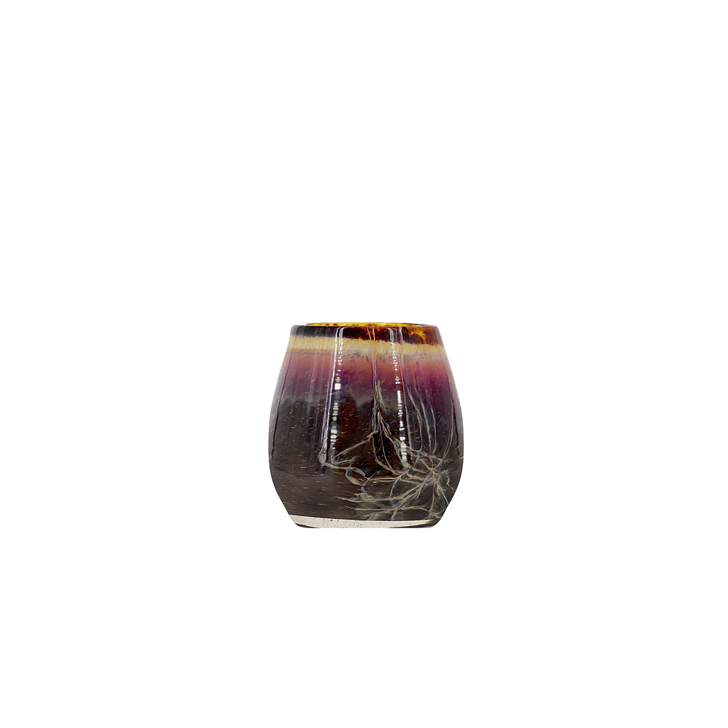 Thick votive bowl with lightning design - glass - aubergine - Ø 15 x 14cm - p 4