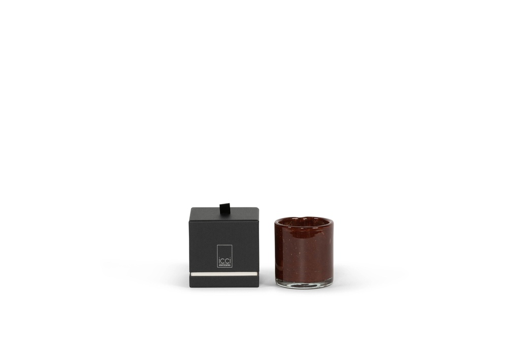 Thick votive cylinder with burgundy gold craquelure design - Ø 9 x 10 cm - 1 - int. cot. - p/6