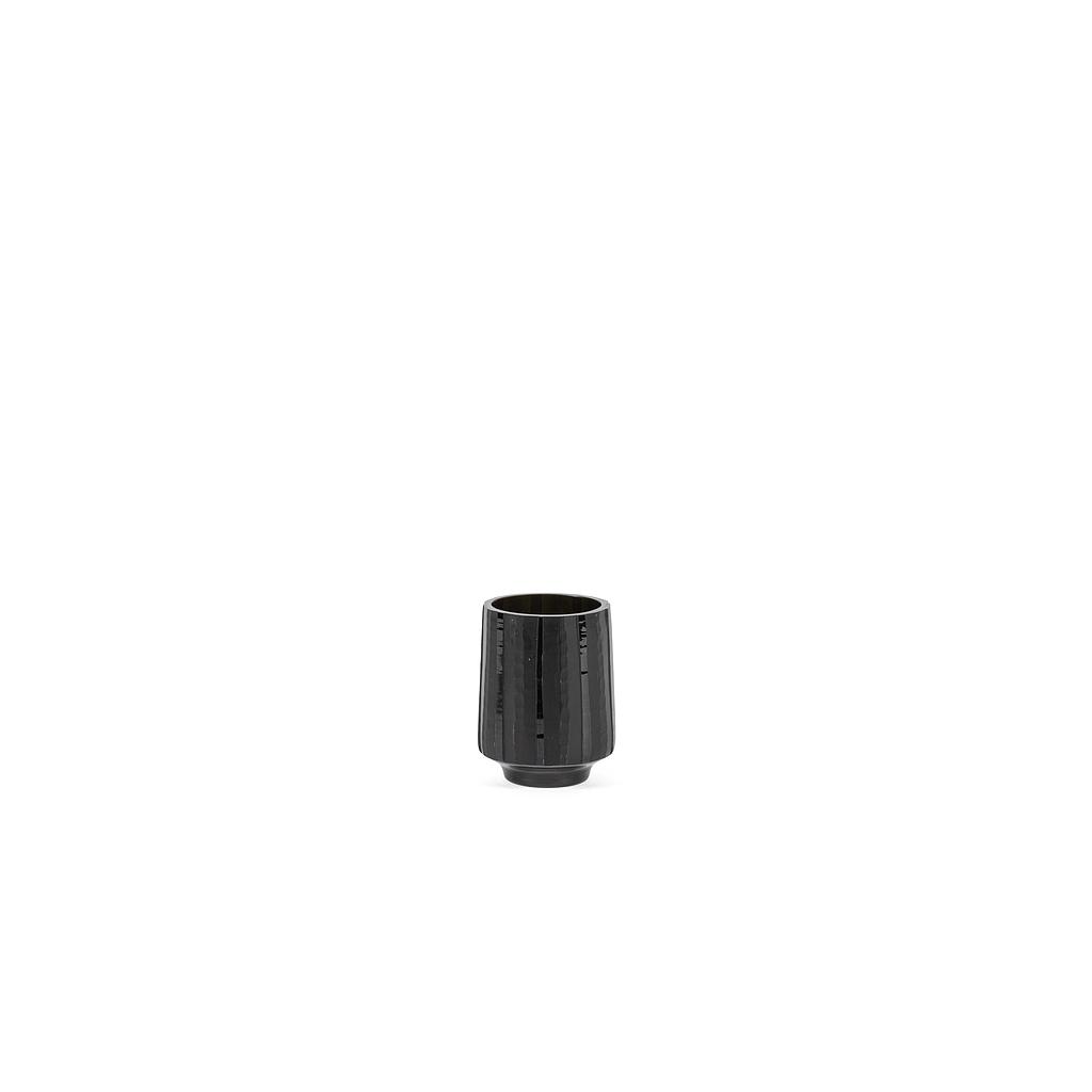 Mouthblown conical vertical cutted vase - glass - grey - Ø11.5 x 14cm - p/2/12