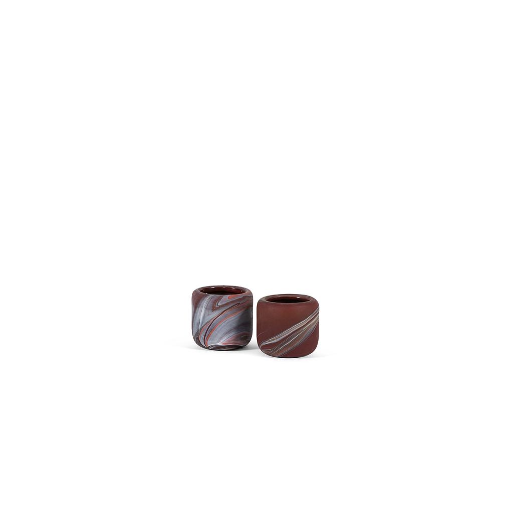Mouthblown milky matt Tlight - glass - dark red - Ø9 x 9cm - p/6/24
