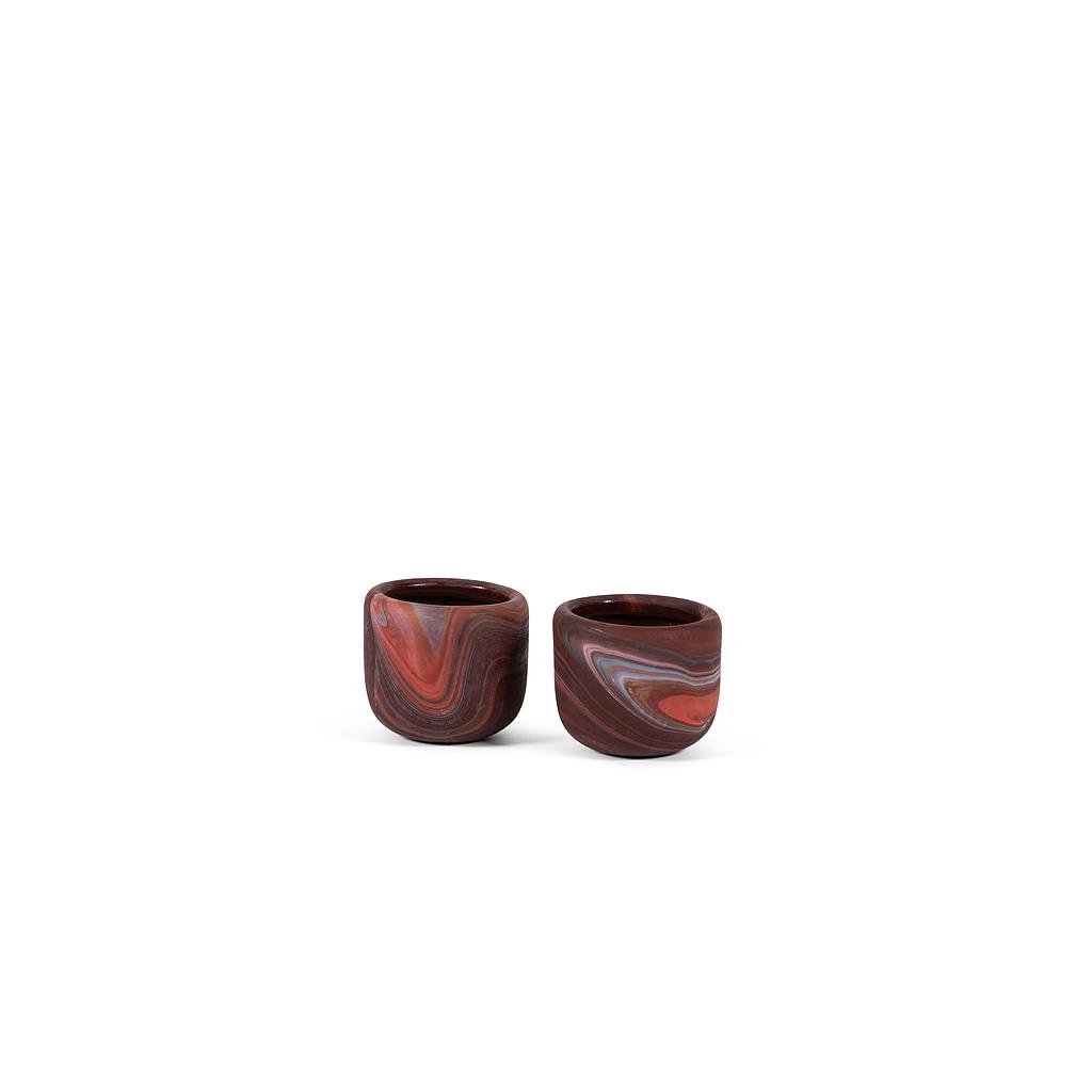Mouthblown milky matt vase - glass - dark red - Ø11.5 x 11.5cm - p/2/12