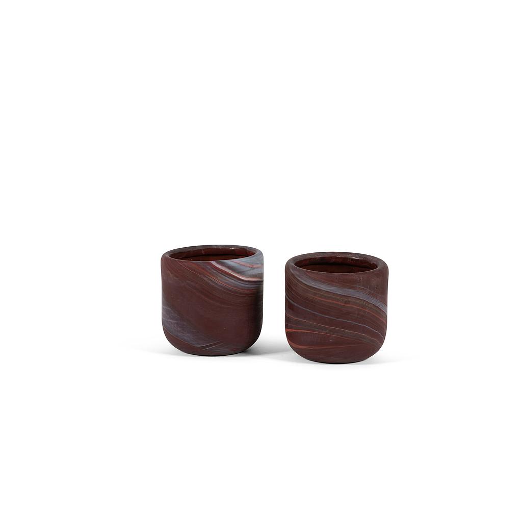 Mouthblown milky matt vase - glass - dark red - Ø15 x 15cm - p/1/8