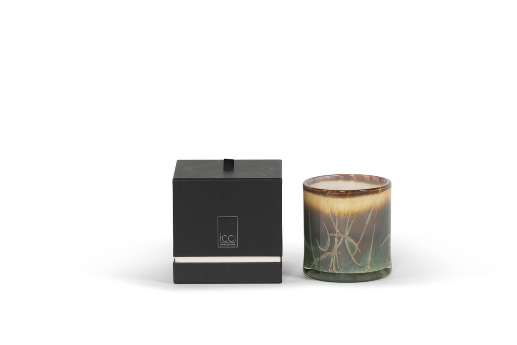 Thick votive cylinder with aubergine lightning design - Ø14 x 14cm - 3 - int. cot. - p/2