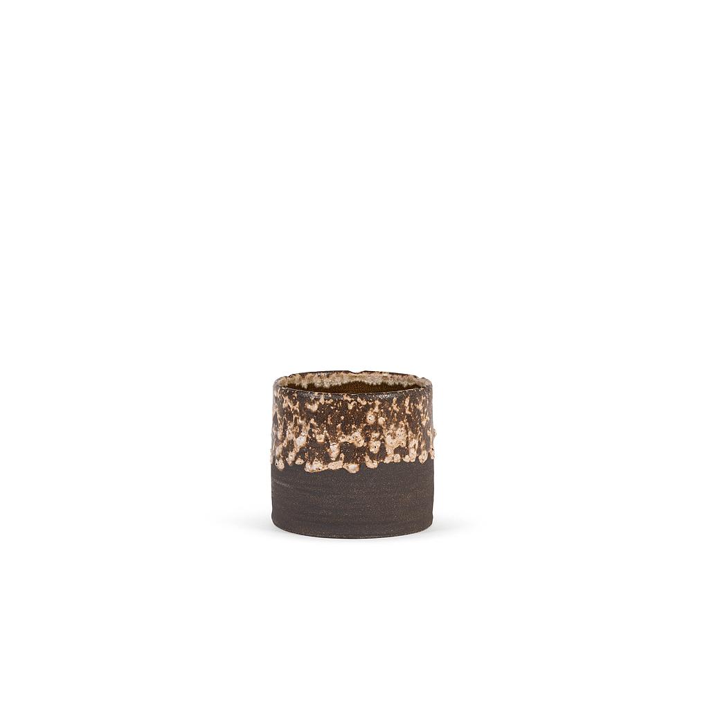 Flowerpot rustic organic glazed border - terracotta - brown - Ø22 x 20 cm - p/4