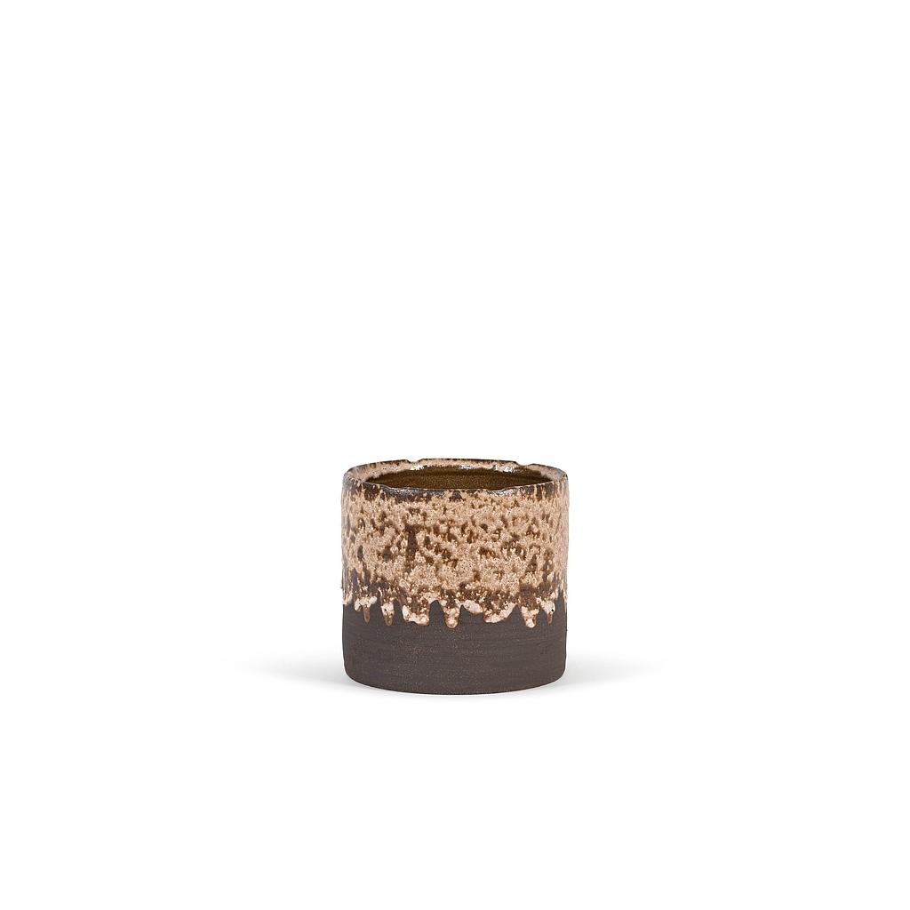 Flowerpot rustic organic glazed border - terracotta - brown - Ø24 x 24cm - p/2