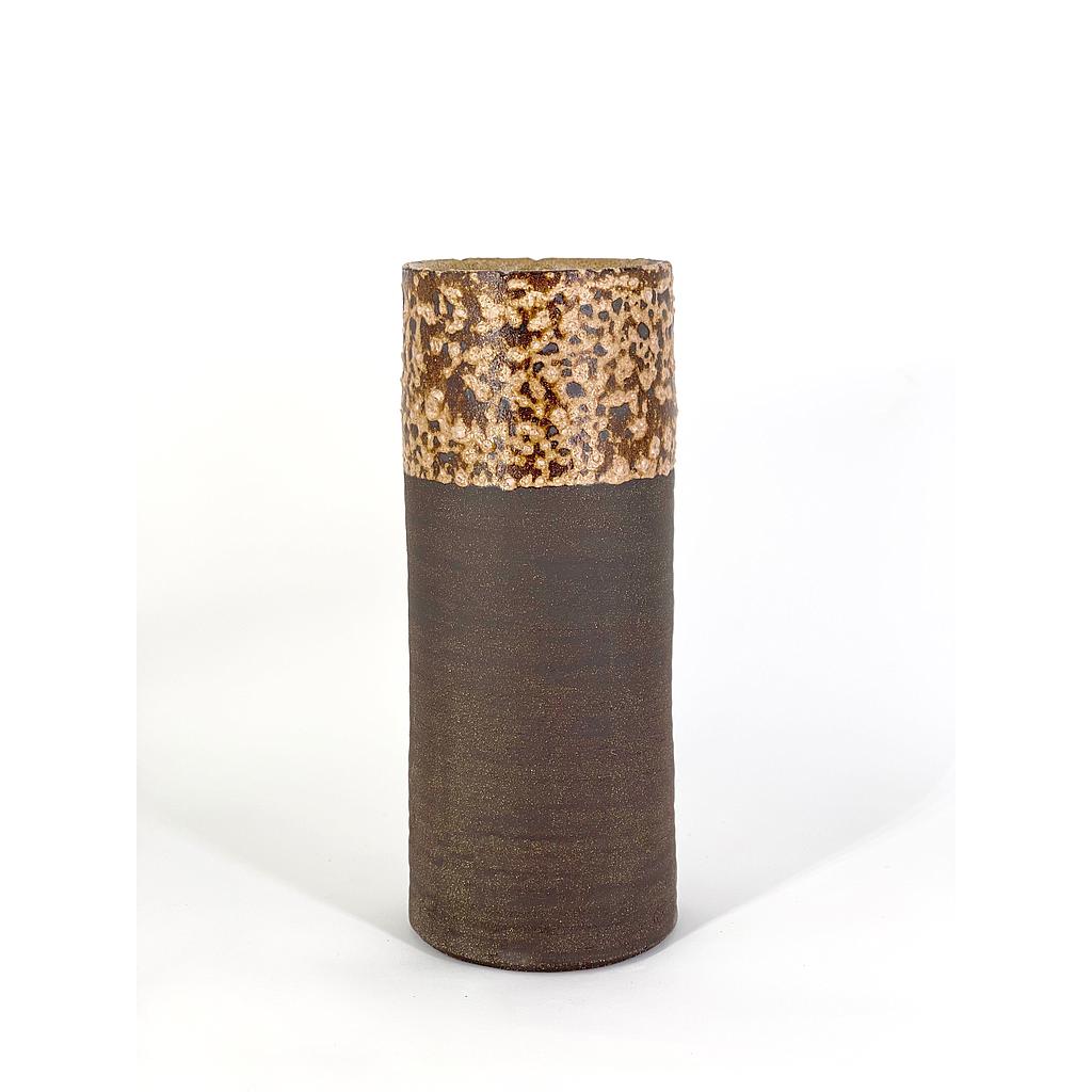 Vase rustic organic glazed border - terracotta - brown - Ø15 x 40cm - p/2
