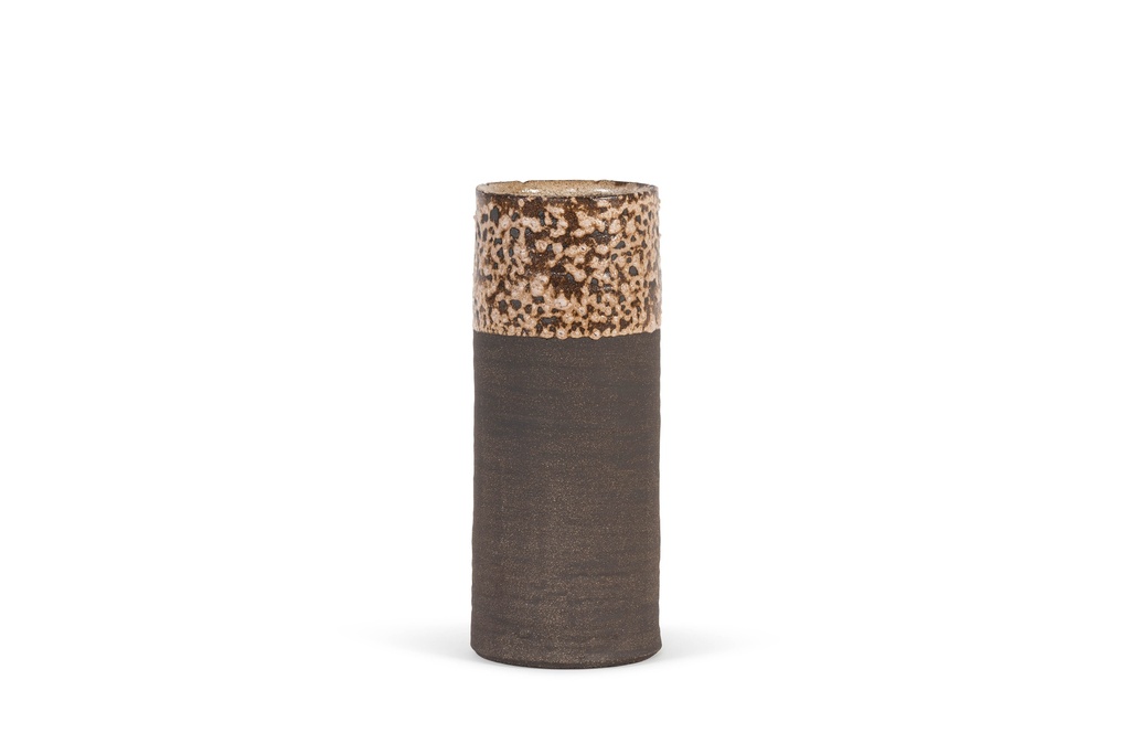Vase rustic organic glazed border - terracotta - brown - Ø15 x 40cm - p/2