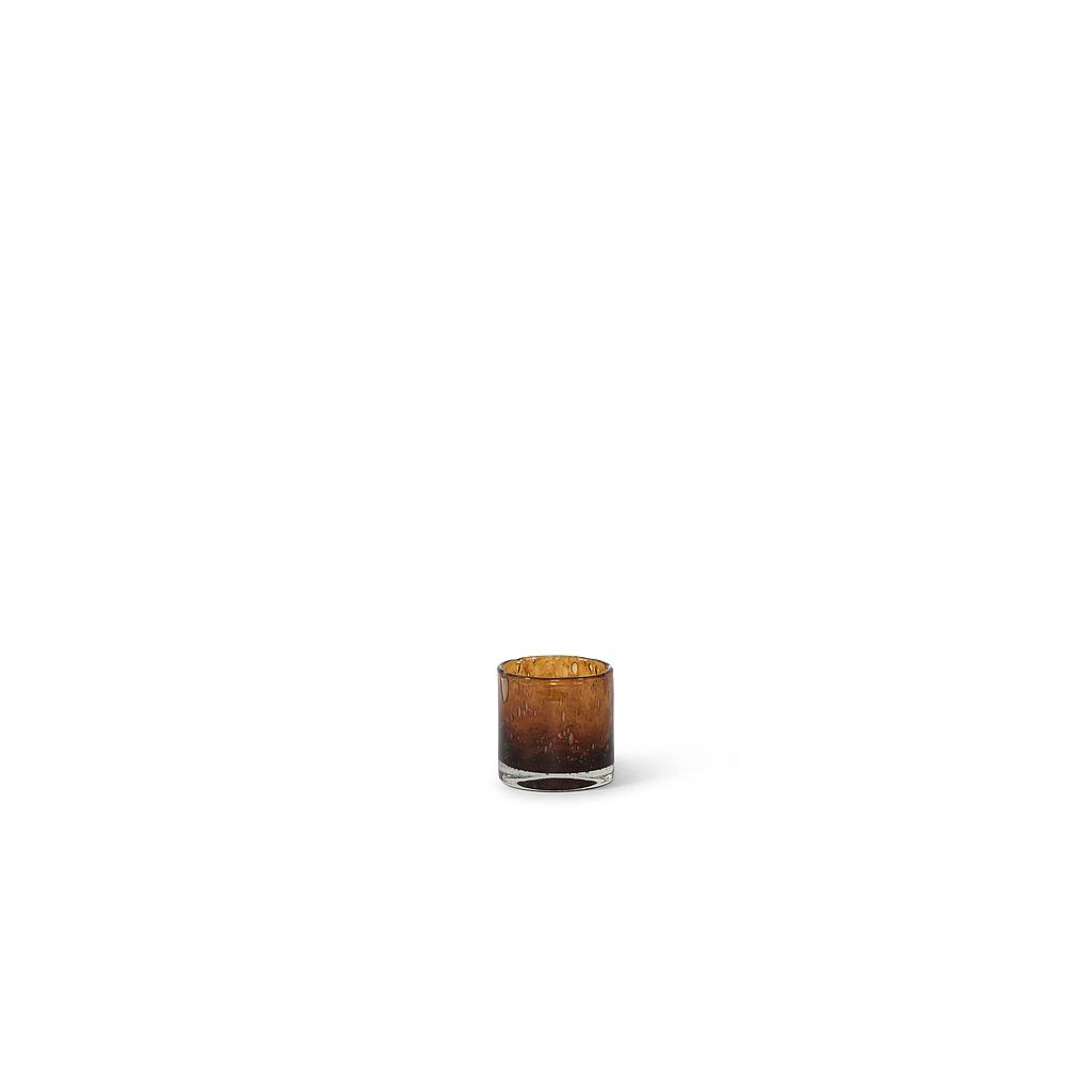 Cylindrical votive - glass - cognac - Ø8.5x8.5cm - p/6