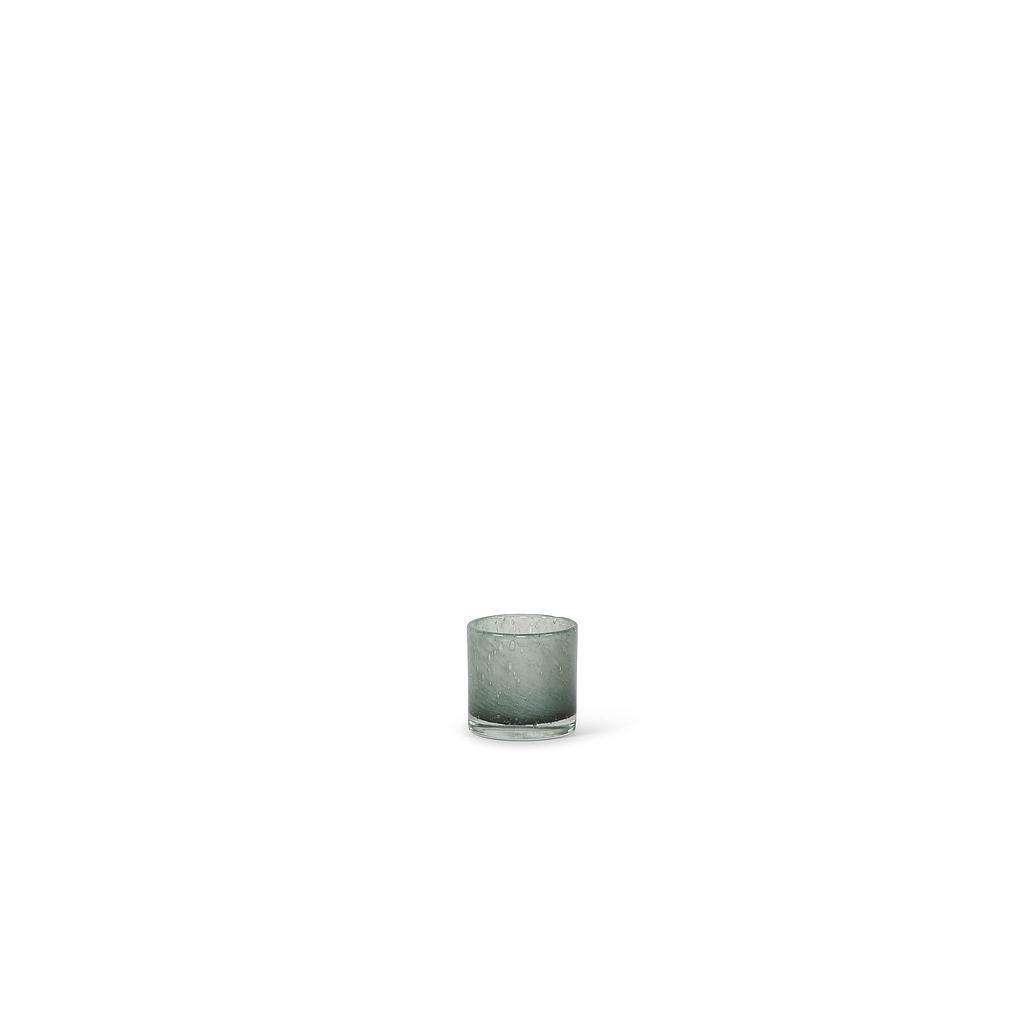 Cylindrical votive - glass - old green - Ø8.5 x 8.5cm - p/6