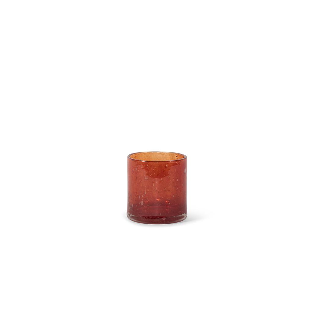 Thick votive cylinder - glass - orange red - Ø14 x 15cm - p/4