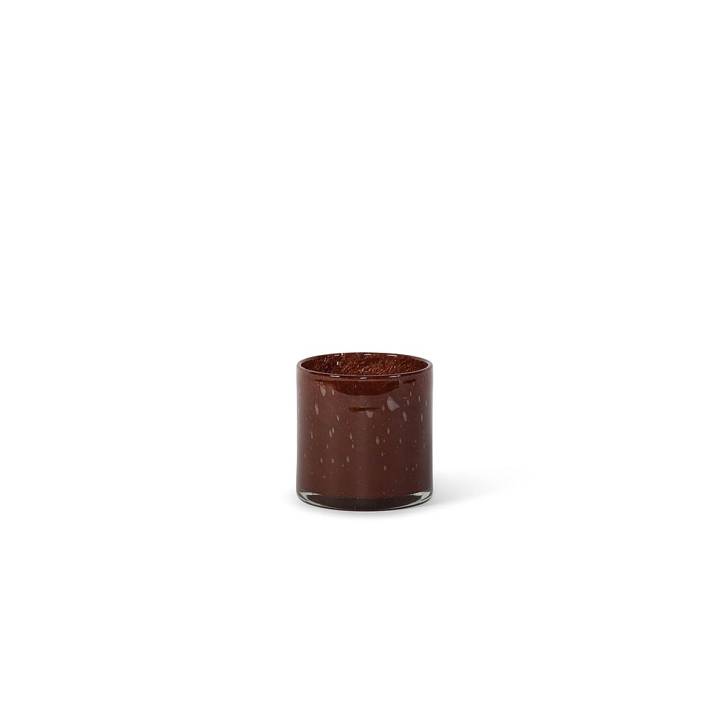 Thick votive cylinder - glass - burgundy - Ø14 x 15cm - p/4