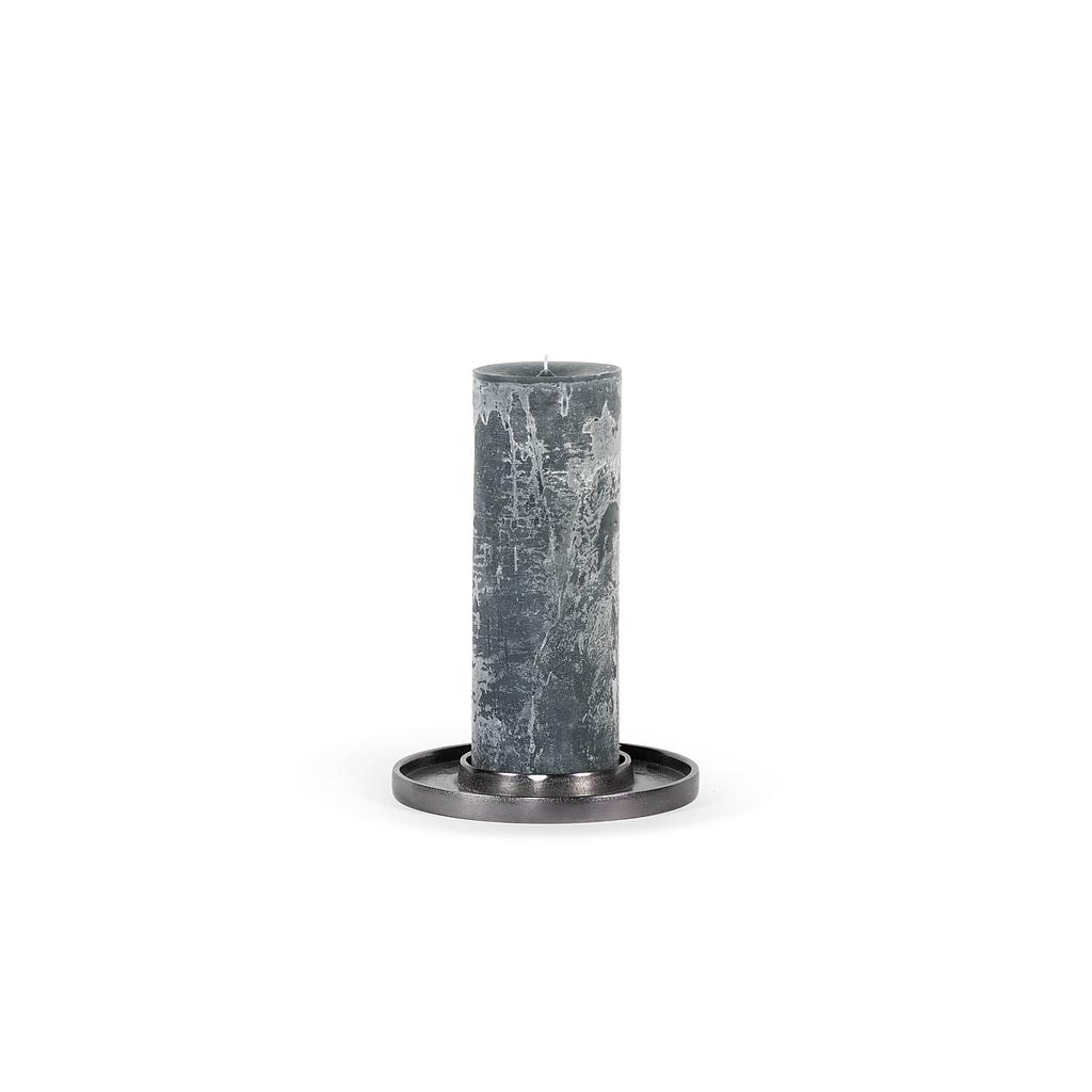 Candleholder plate for candle Ø 8,6 - aluminium - black nickle - Ø 22x2cm - p/1/12