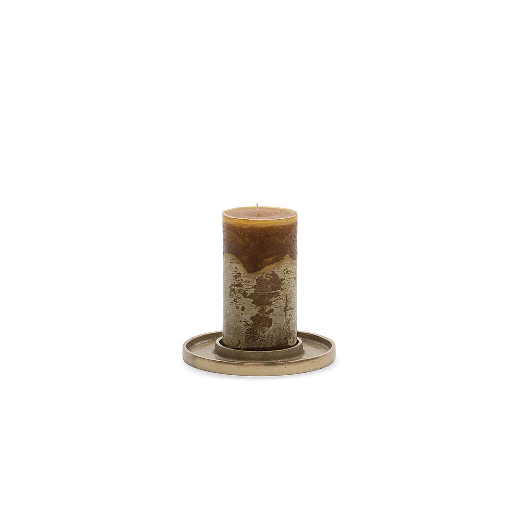 Candleholder plate for Ø10 - metal - antique gold - Ø22 x 2cm - p/1/12