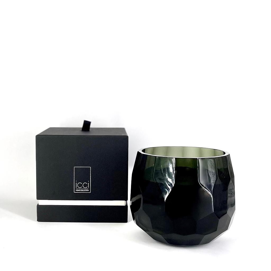 Scented candle vase faceted shiny - Ø15 x 15cm - 3 - int. cot. - p/1