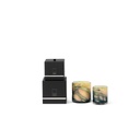 Scented candle thick votive cylinder with blue wave design - Ø14 x 14cm - 3 - int. cot. - p/2