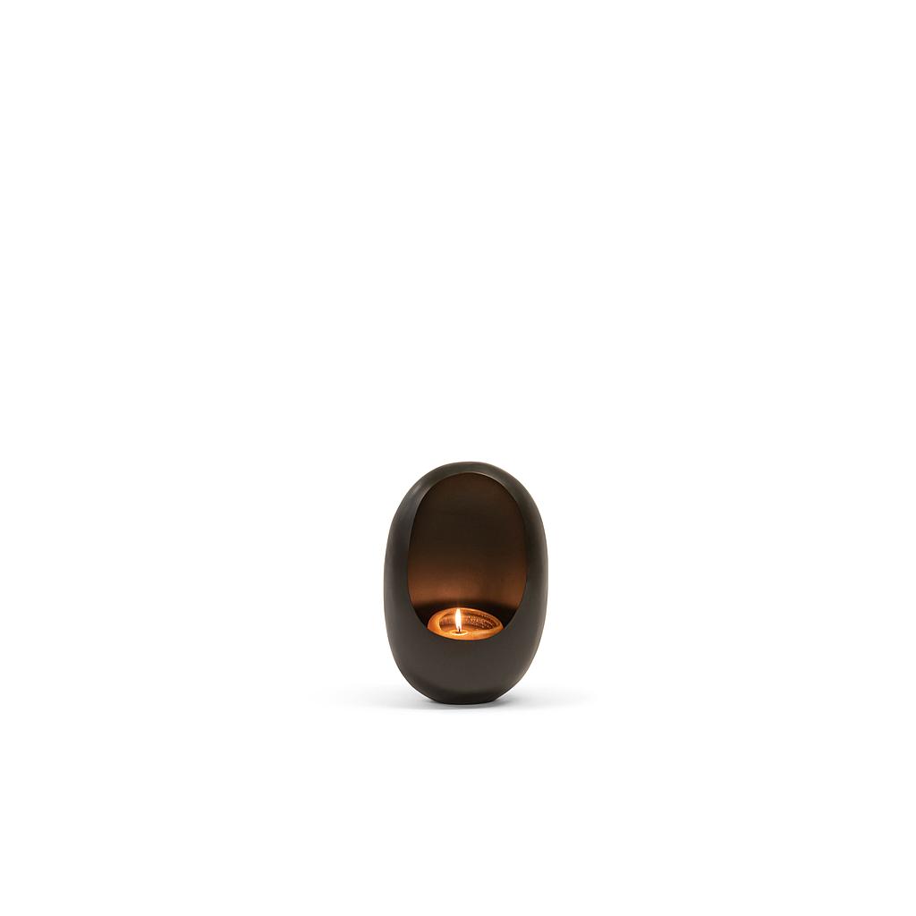 Standing egg candleholder - metal - antique zinc outside, antique zinc inside - medium 25x15x38cm - p/2/4
