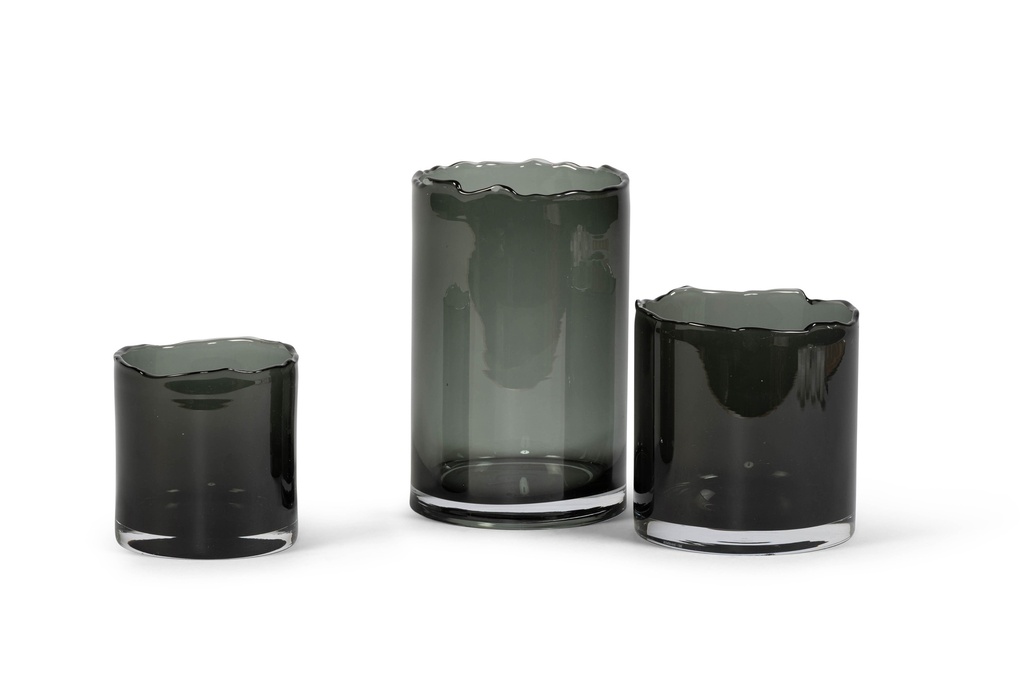 Hurricane organic rim - glass - smoke - small Ø 15 x 24cm - p/2/1