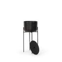 [TH1242BC] Pot with lid bronze on black coated stand - high Ø 27x60cm - * - ext. cot. - p/1