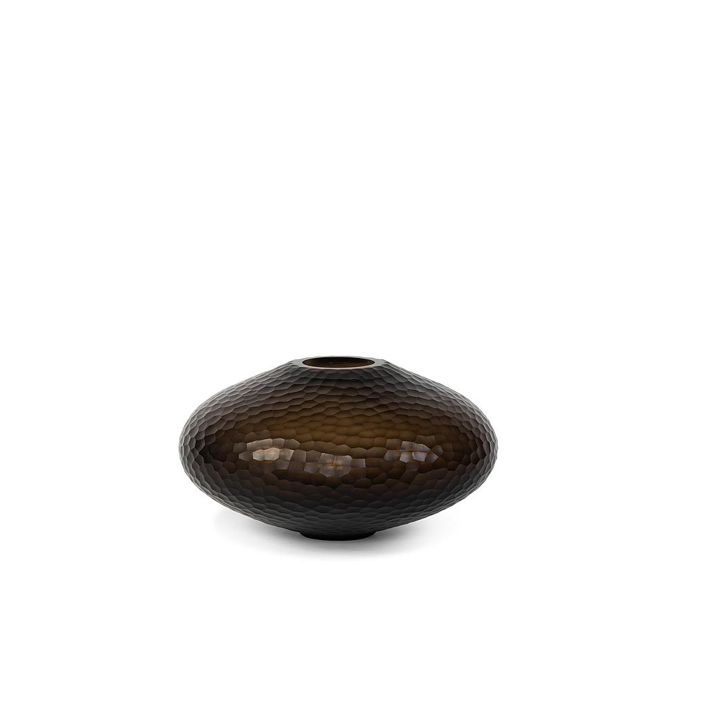 Disc vase honeycomb cut - glass - smoke - Ø53x30cm - p/1/1