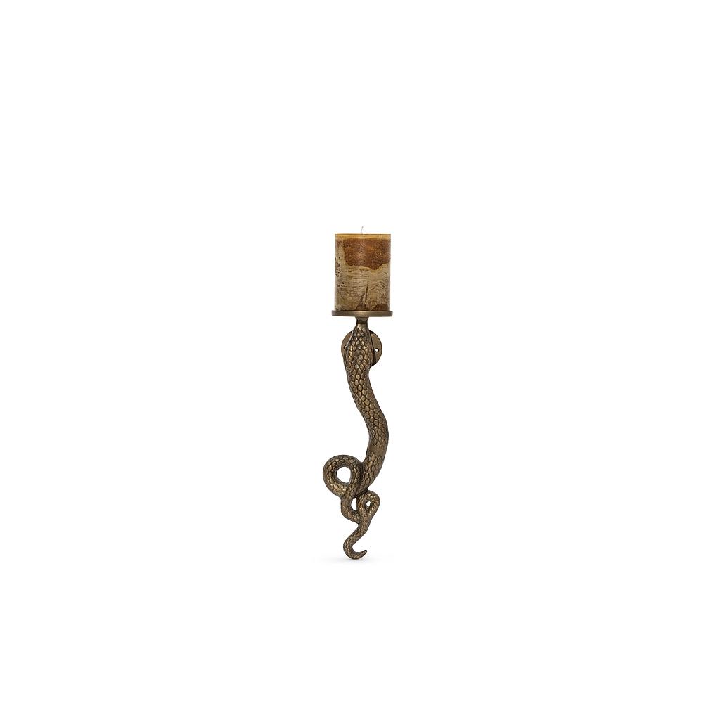 Wall snake candleholder - metal - gold antique - Ø12.5x47cm - p 2