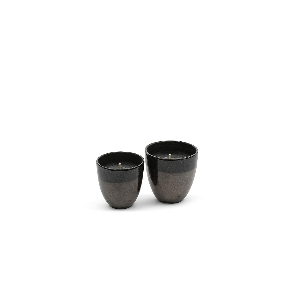 Outdoor candle glazed bicolor metalic gold - Ø15 x 15cm  - 1 - ext. cot. - p/4