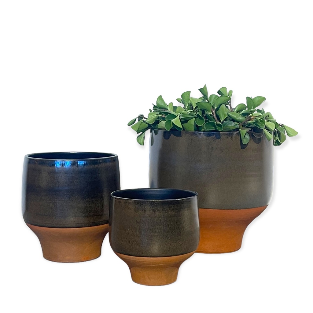 Flowerpot - terracotta - brownblue glazed - Ø38 x 39cm - p/1