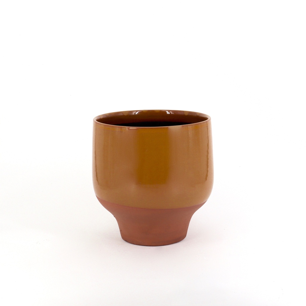 Flowerpot - terracotta - ochre glazed - Ø28 x 29cm - p/1
