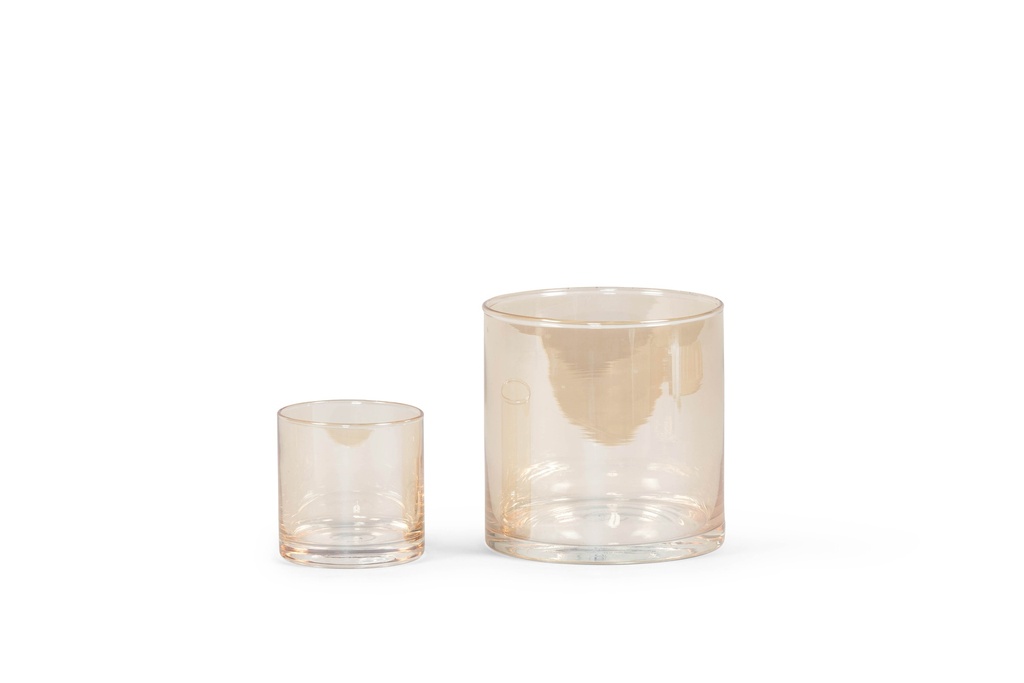 Semi transparent candleholder - glass - amber - small Ø 9 x 9 - p/6/1