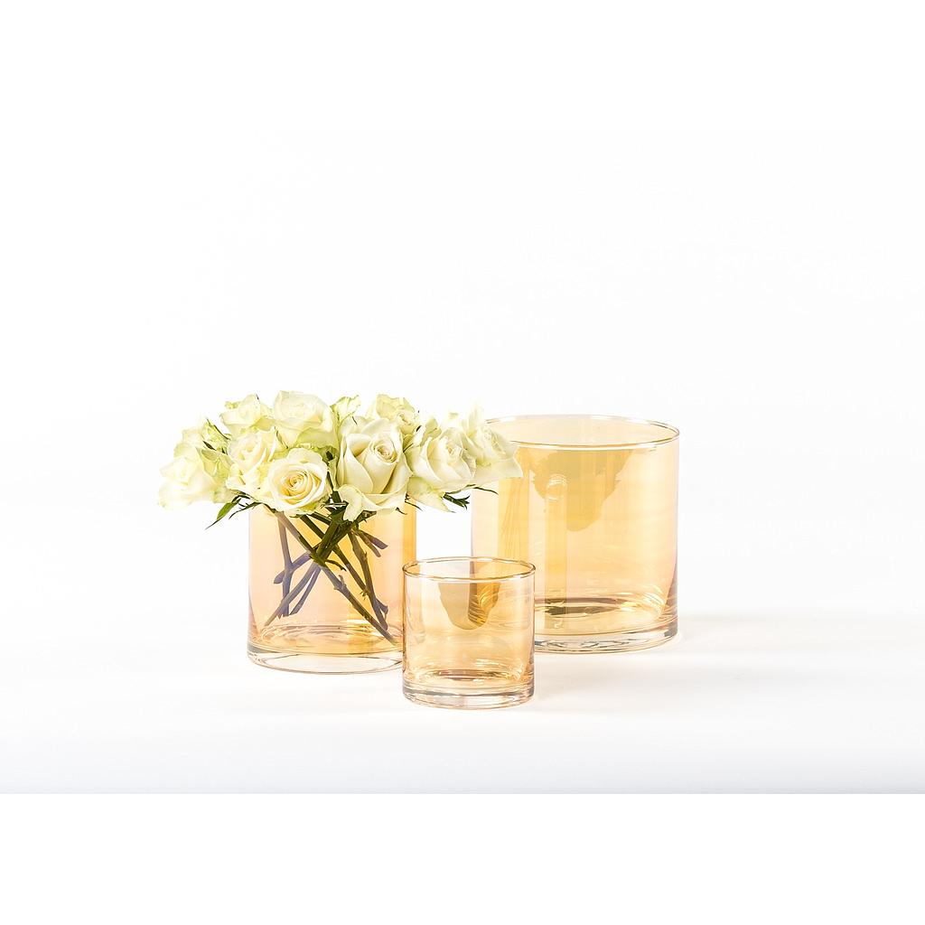 Semi transparent candleholder - glass - amber - small Ø 9 x 9 - p/6/1