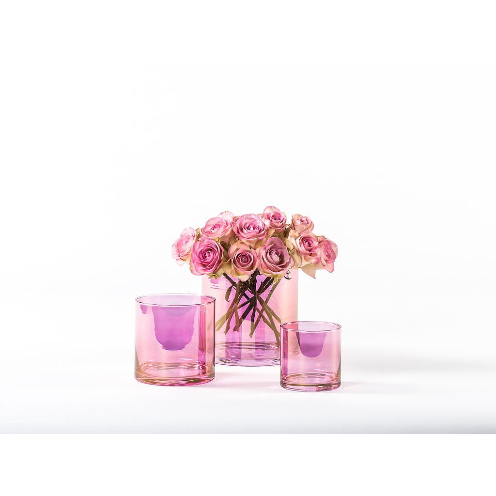 Semi transparent candleholder - glass - fuchsia - small Ø 9 x 9 - p/6/1