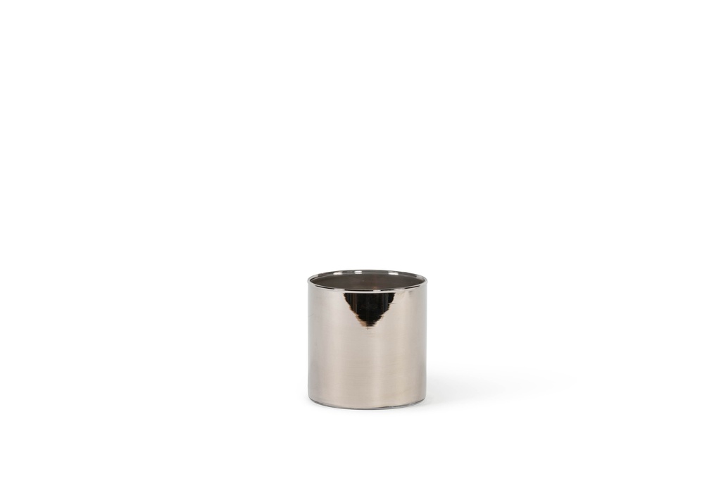 Semi transparent candleholder - glass - platinum - medium Ø 12 x 12 - p/4/1