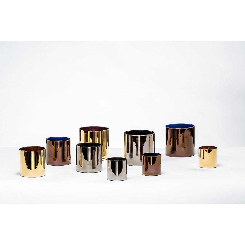 Semi transparent candleholder - glass - gold - medium Ø 12 x 12 - p/4/1