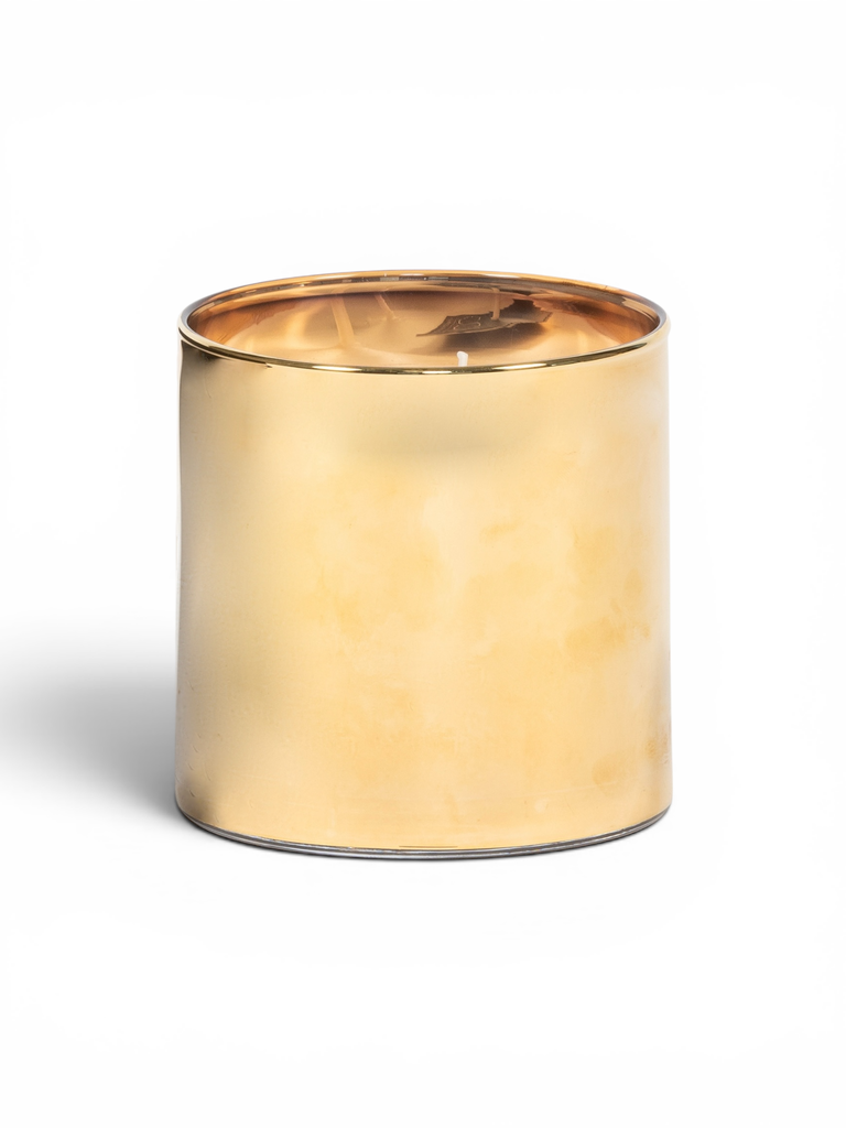 Semi transparent candleholder - glass - gold- medium Ø 12 x 12 - p/4/1 