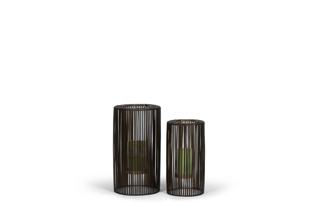Set of 2 lanterns black outside/gold inside - Ø17 x 31/Ø13 x 25cm - p 1/8
